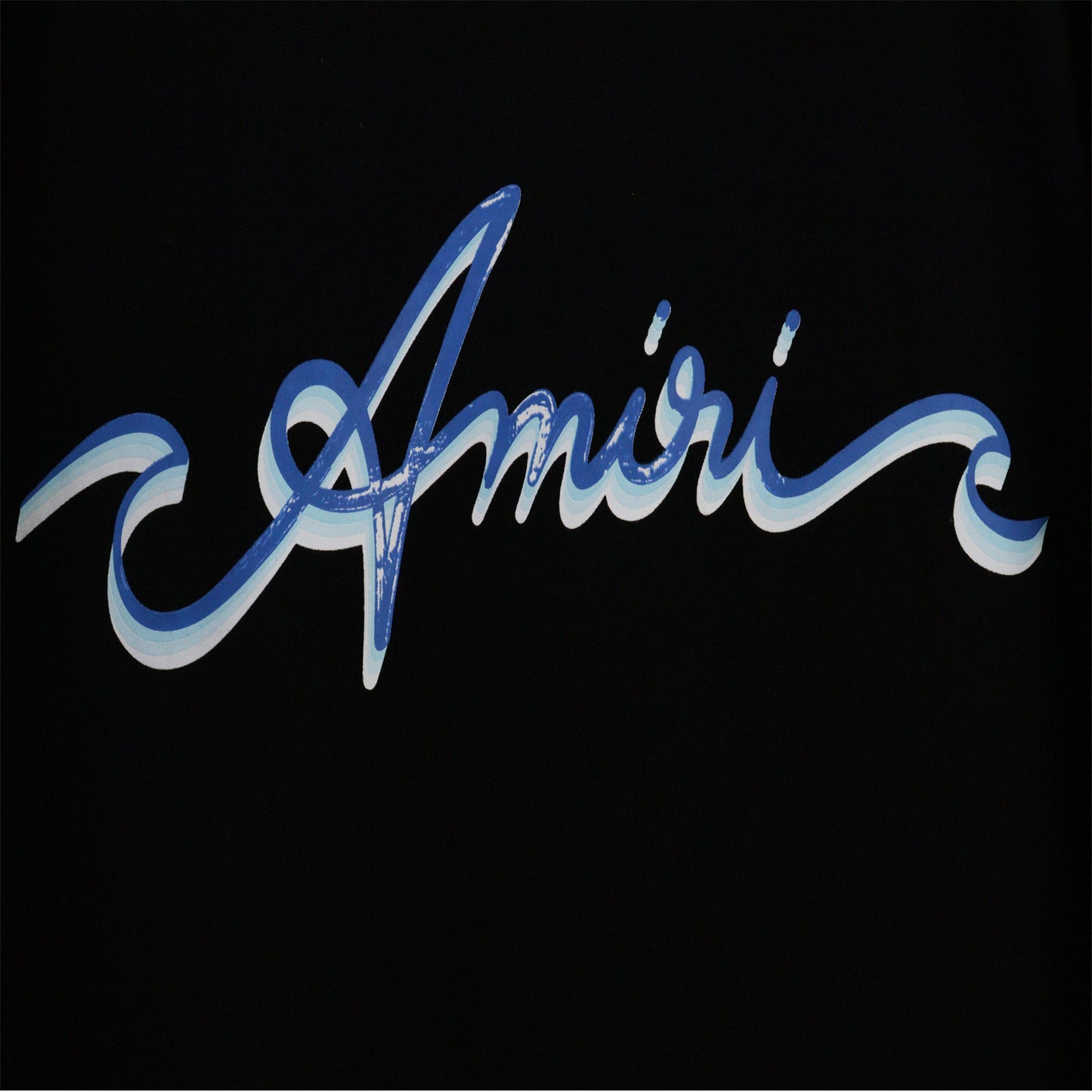 Amiri Wave Logo Print T-Shirt "Black-Blue"