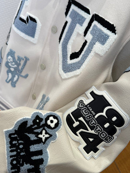 Louis Vuitton Multi-Patches Mixed Leather Varsity Blouson "Milky White"