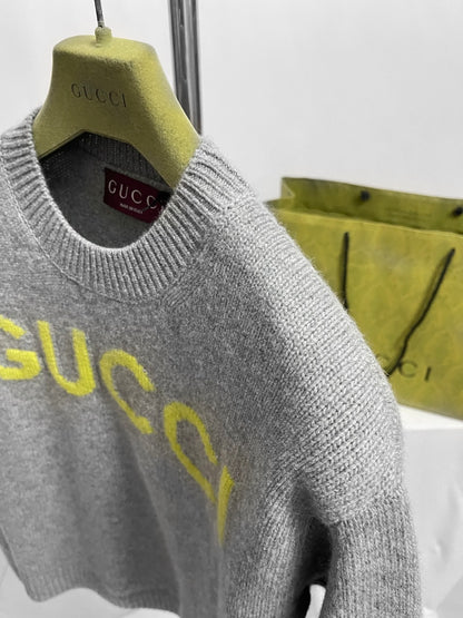 Gucci Wool Top with Gucci Intarsia "Grey"