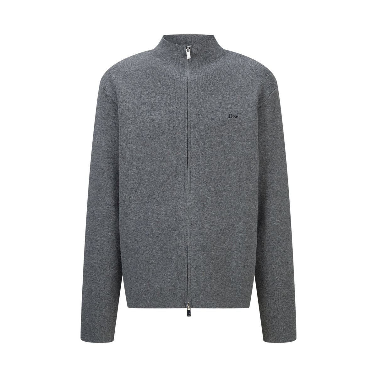 Dior Zipped Cardigan with Dior Embroidery "Gray Wool Interlock"