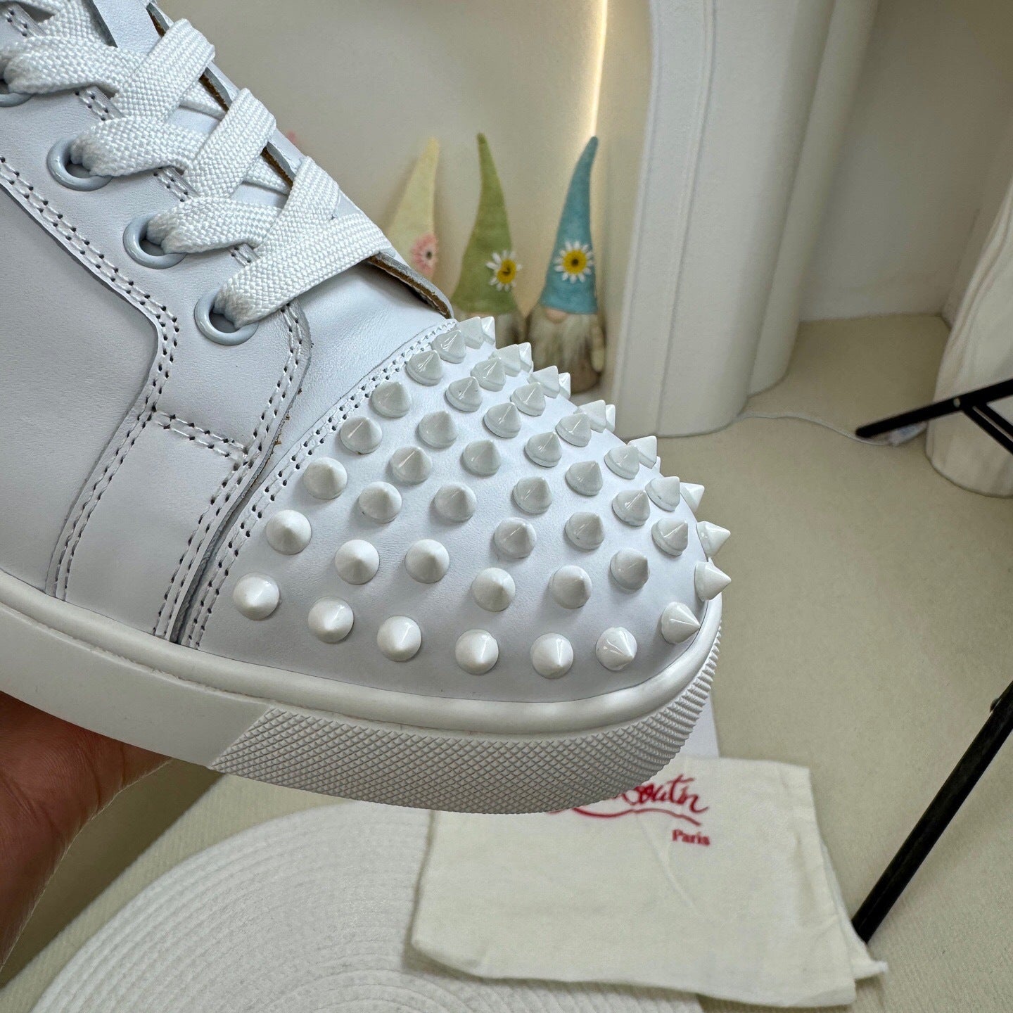 Christian Louboutin Louis Junior Spikes "White"