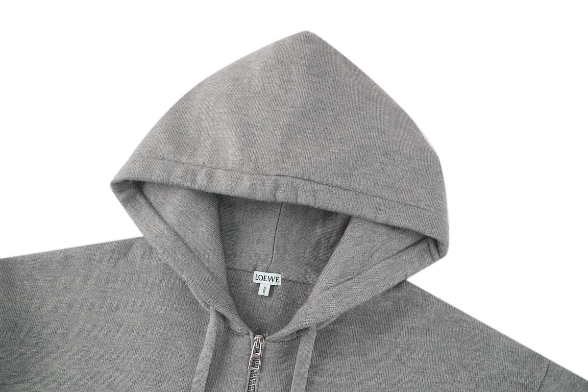 Loewe Anagram Zip-up Cotton Hoodie "Grey"