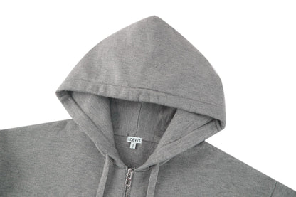 Loewe Anagram Zip-up Cotton Hoodie "Grey"
