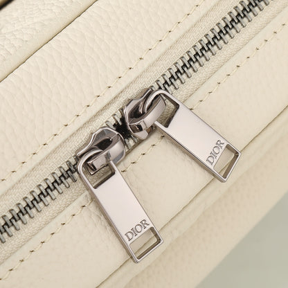 Dior Rider Zip Messenger Bag "White Dior Gravity Grain Leather & Grained Calfskin"