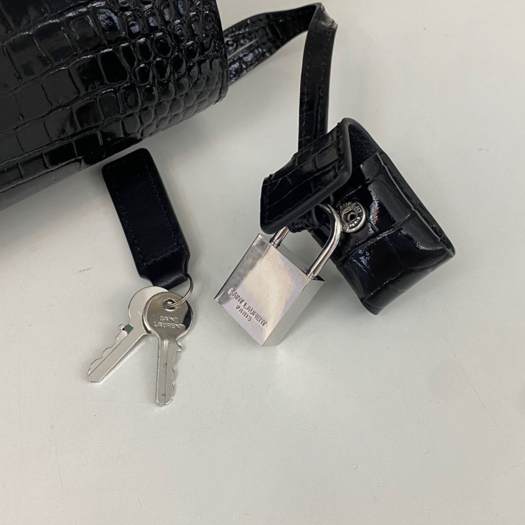 Saint Laurent Sac De Jour in Crocodile-Embossed Leather-Nano