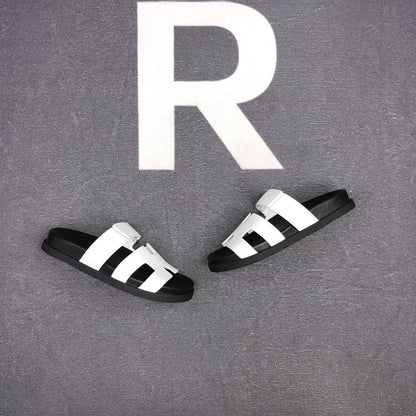 Hermes Chypre Sandals "White-Black"