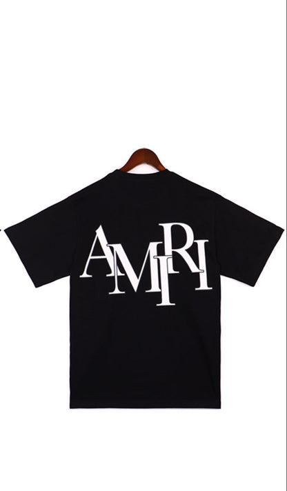 Amiri Staggered Logo T-Shirt "Black-White"