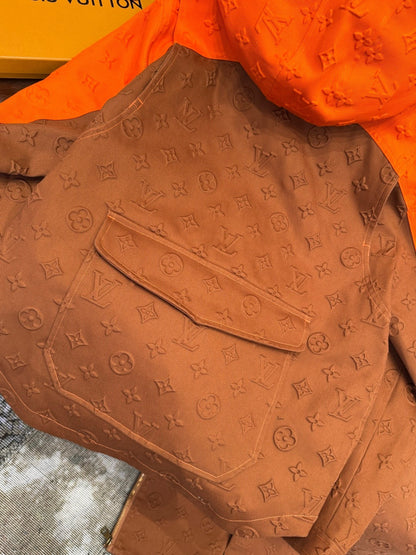 Louis Vuitton Monogram Hooded Denim Jacket "Brown-Orange"
