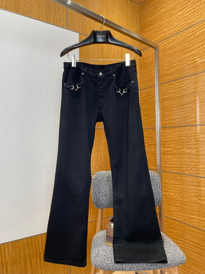 Gucci Cotton Denim Pants with Horsebit Detail