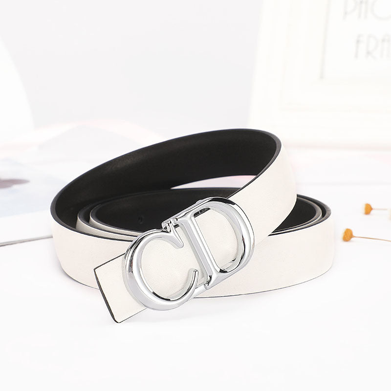 Dior Leather Belt "White-Silver"