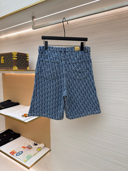 Dior Oblique Shorts "Blue Spongy Cotton-Blend Twill"