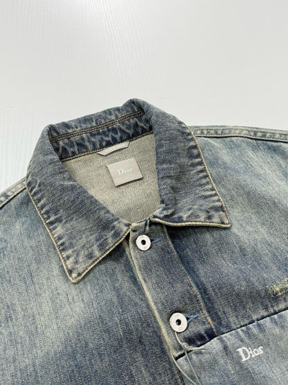 Dior Overshirt with Patchwork Effect "Blue Cotton Twill"