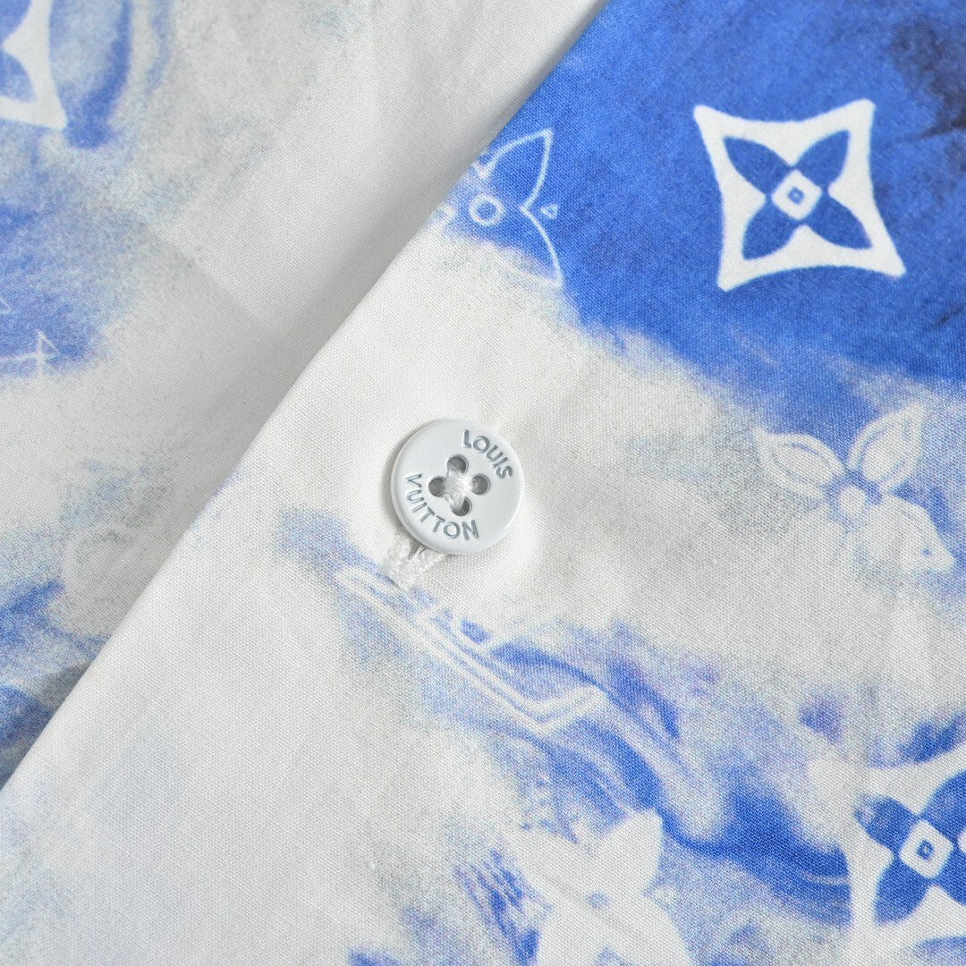 Louis Vuitton Monogram Bandana Short Shirt "Blue-White"