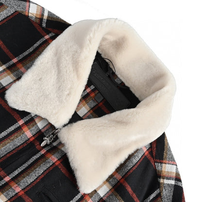 Chrome Hearts Shearling Collar Plaid Jacket