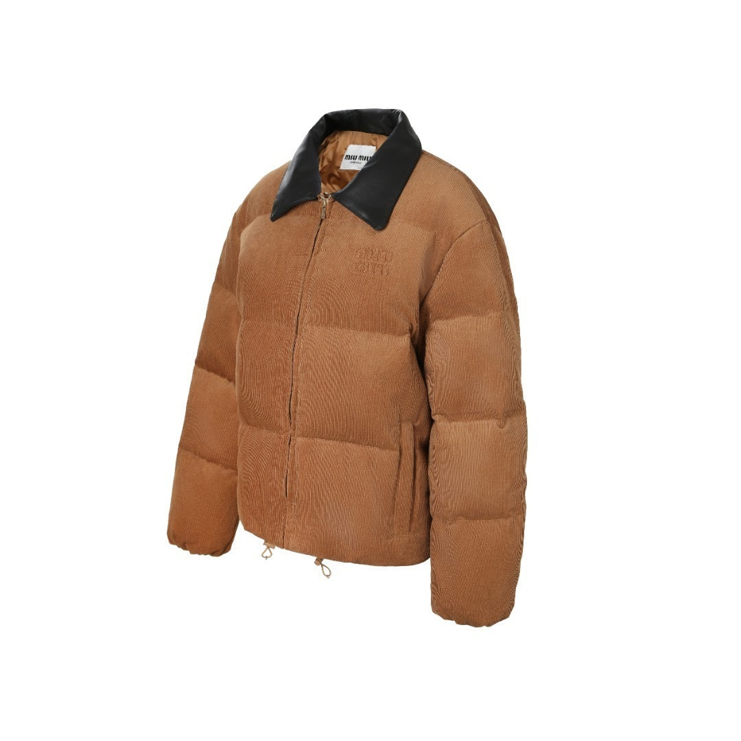 Miu Miu Cotton Corduroy Down Jacket "Brown"