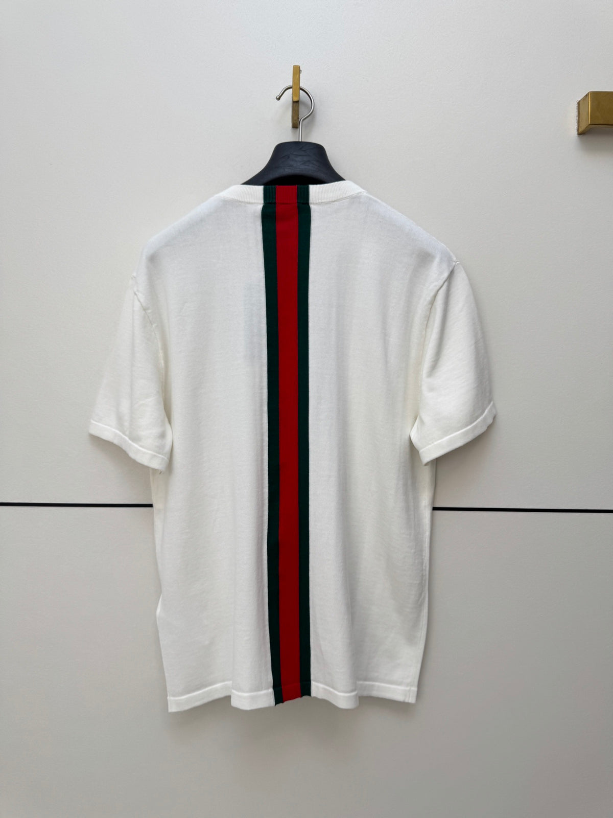 Gucci Knit cotton T-shirt with Web intarsia "White"