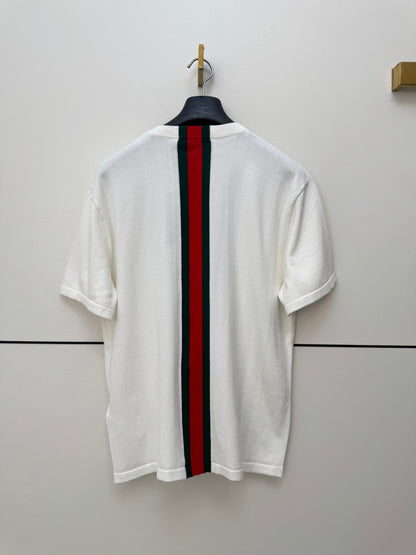 Gucci Knit cotton T-shirt with Web intarsia "White"
