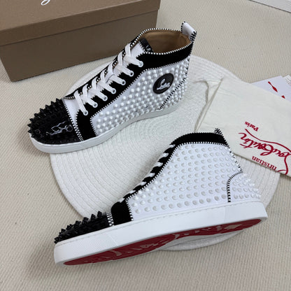 Christian Louboutin High-Top Louis Flat Spikes "Black-White"