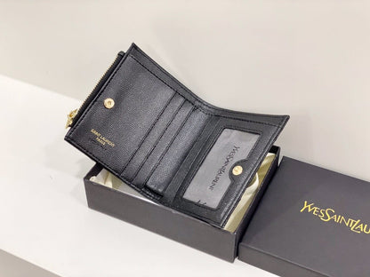 Yves Saint Laurent Bi-Fold Cassendre Wallet Gold