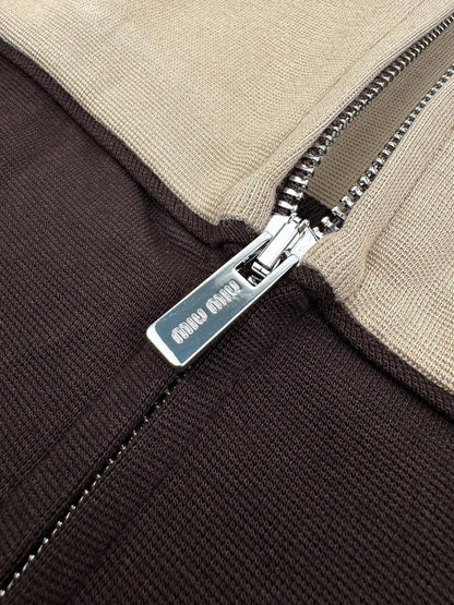 Miu Miu Zip-up Sweatshirt "Beige-Brown"