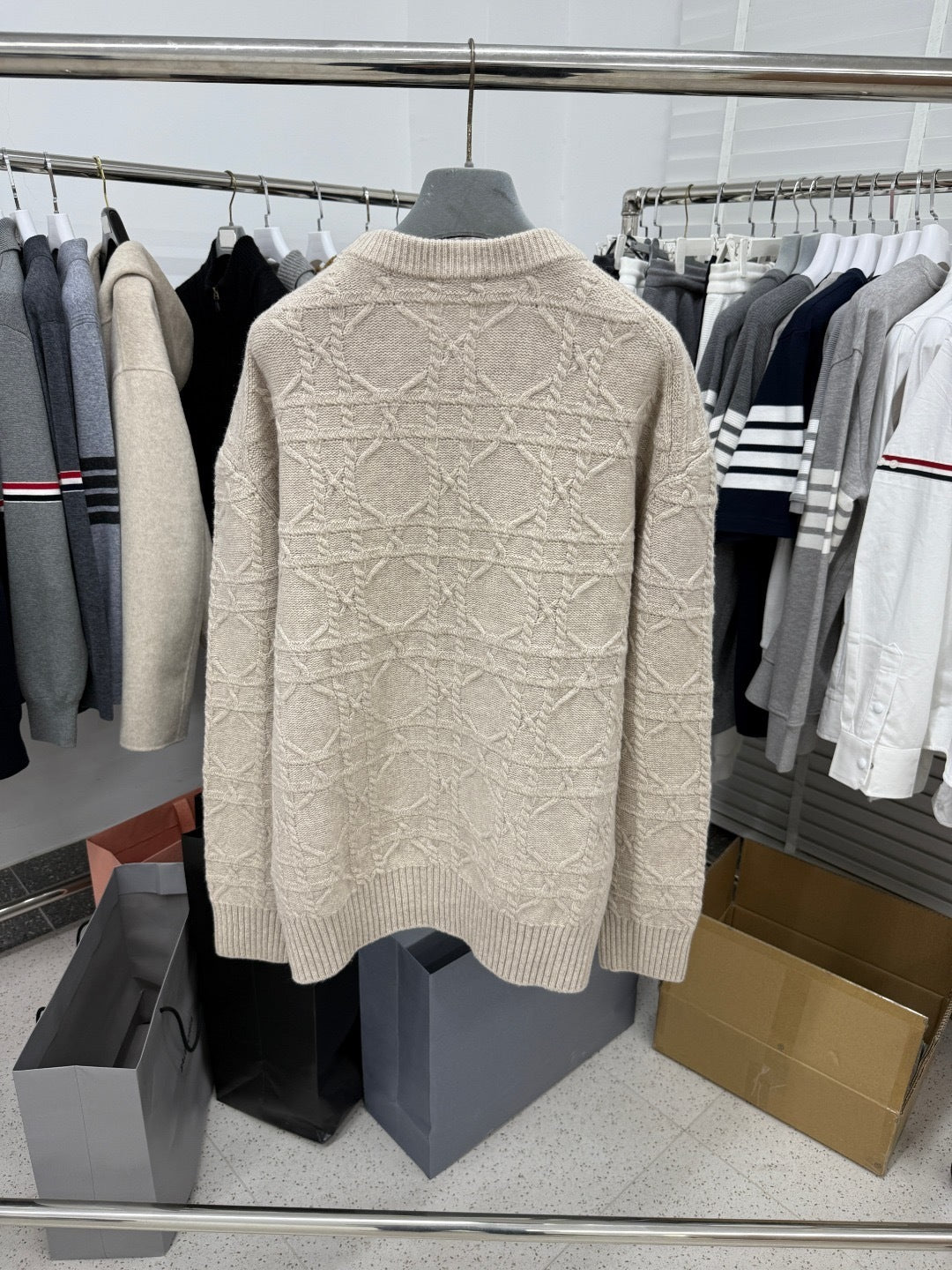Dior Icons Cannage Sweater "Beige Cashmere Knit"