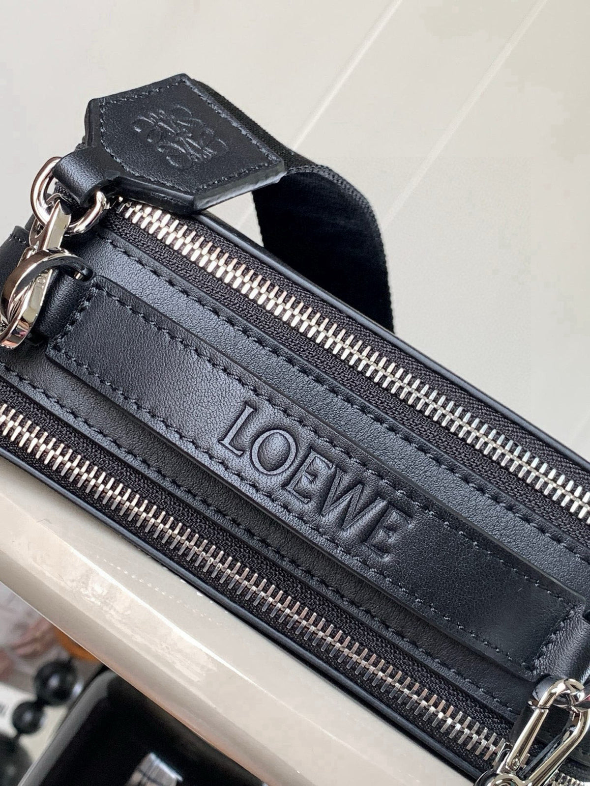 Loewe Mini Crossbody Camera Bag in Satin Calfskin "Black"
