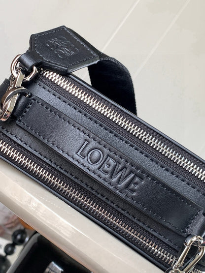Loewe Mini Crossbody Camera Bag in Satin Calfskin "Black"