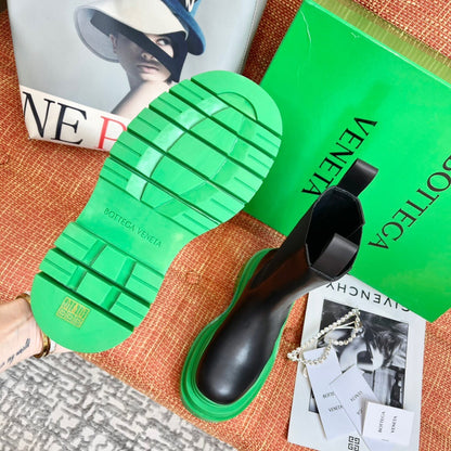 Bottega Veneta Tire Chelsea Boots "Black-Green"