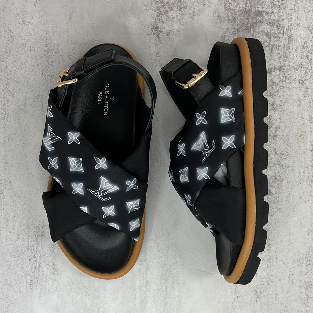 Louis Vuitton Sandals "Black-White-Brown"