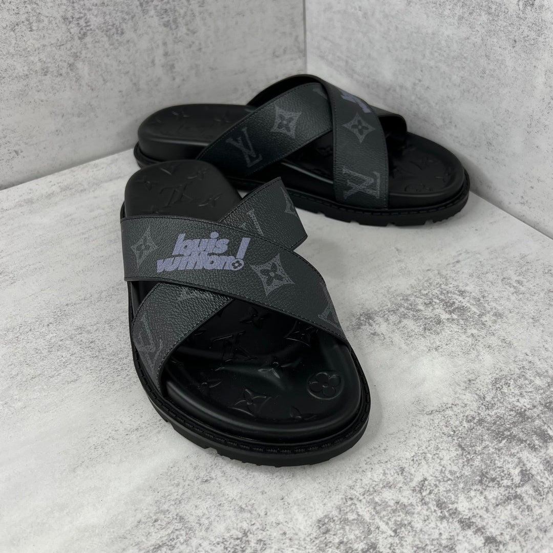 Louis Vuitton Slides "Black-Grey"
