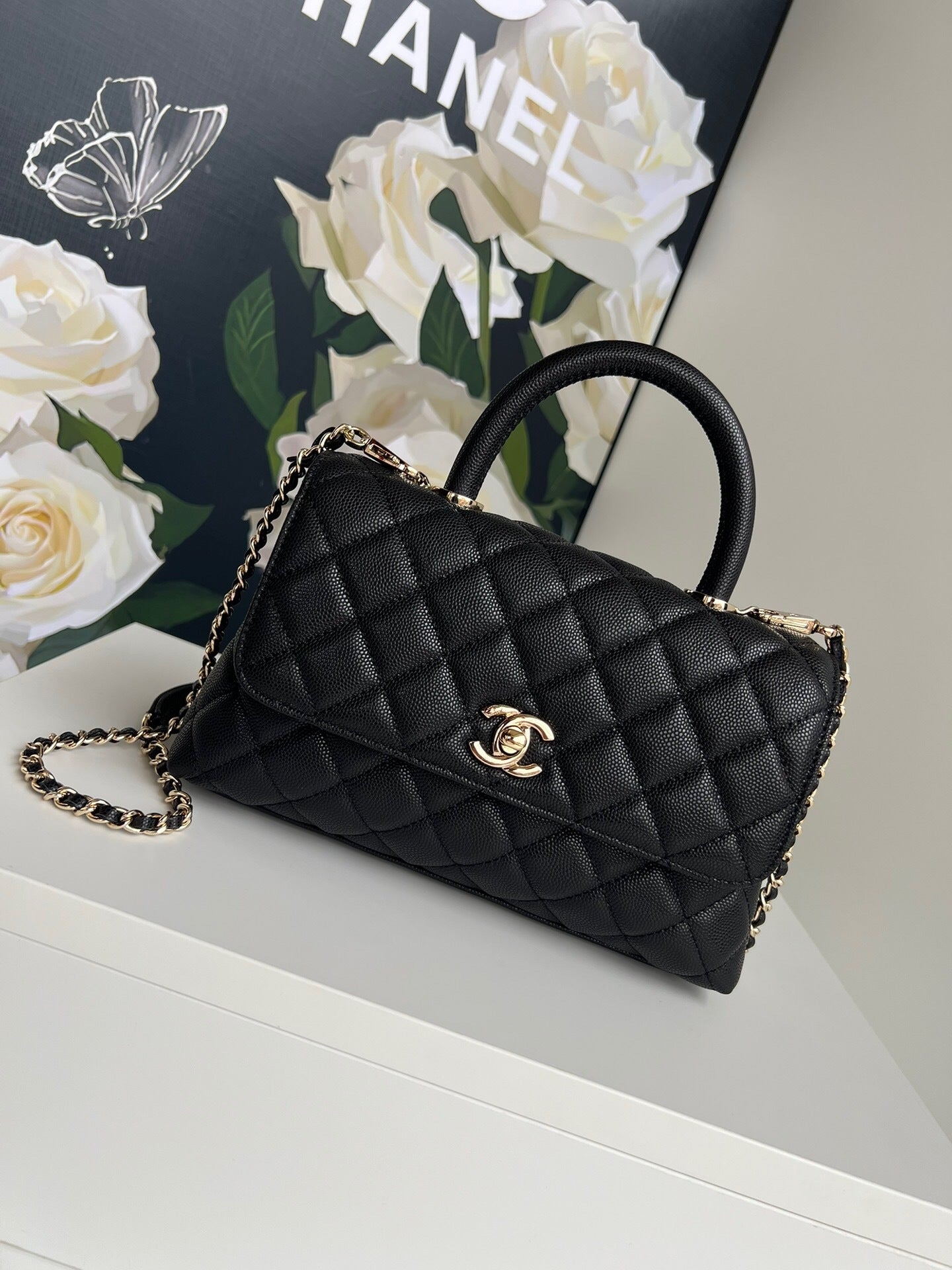Chanel Cavier Leather Large Flap Bag With Top Handle
