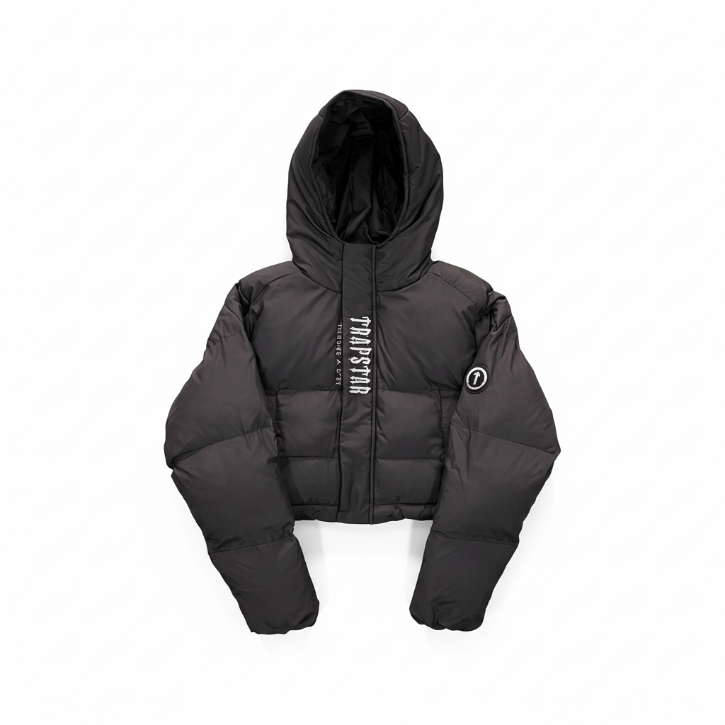 Trapstar Short Decoded Down Jacket "Black-White"