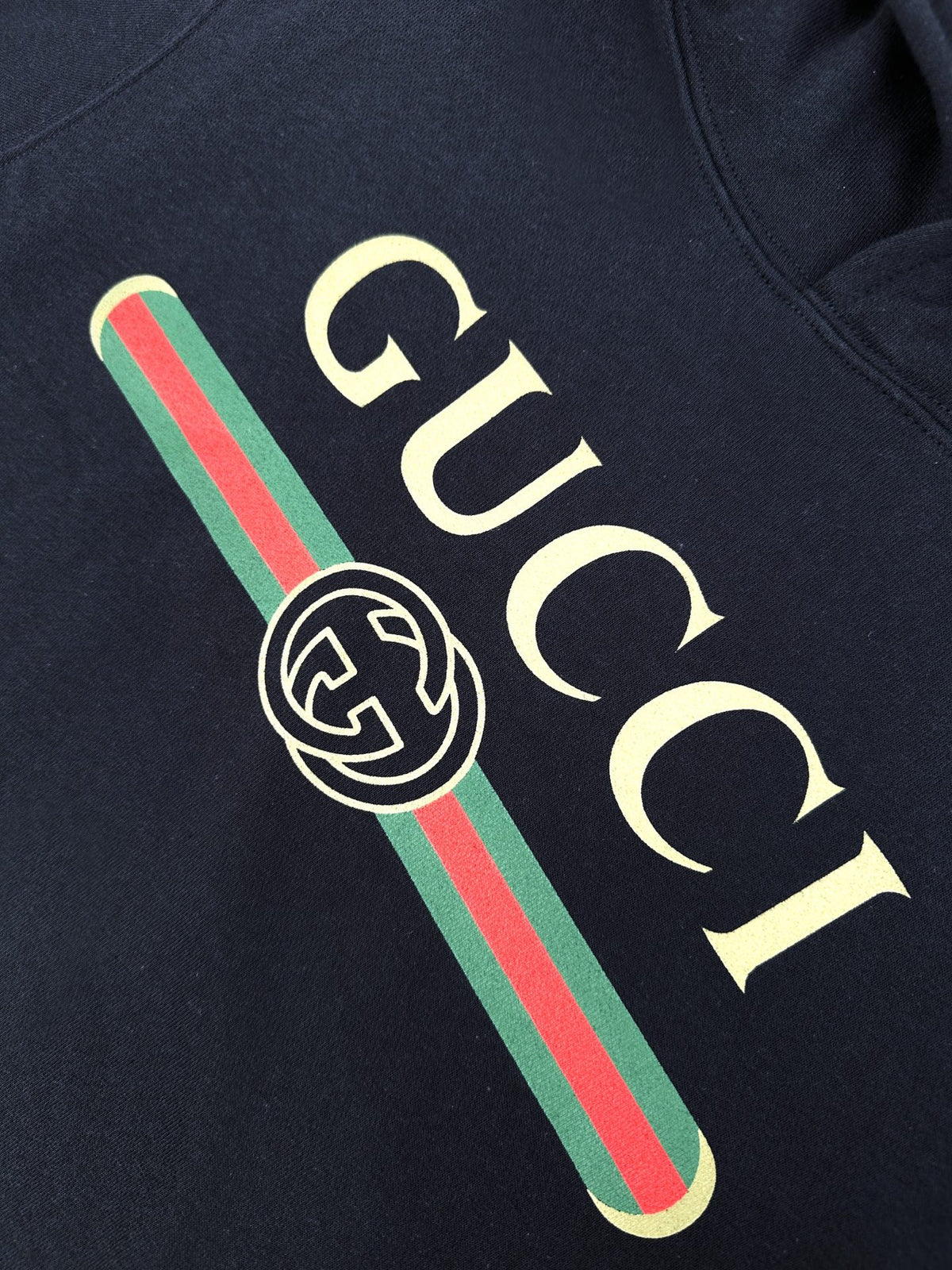 Gucci Cashmere Blend Sweatshirt with Print "Dark Blue"