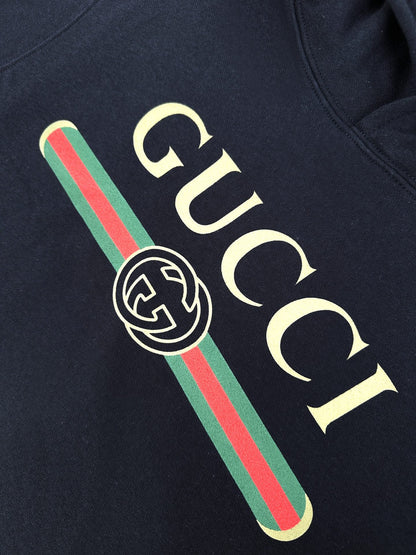 Gucci Cashmere Blend Sweatshirt with Print "Dark Blue"