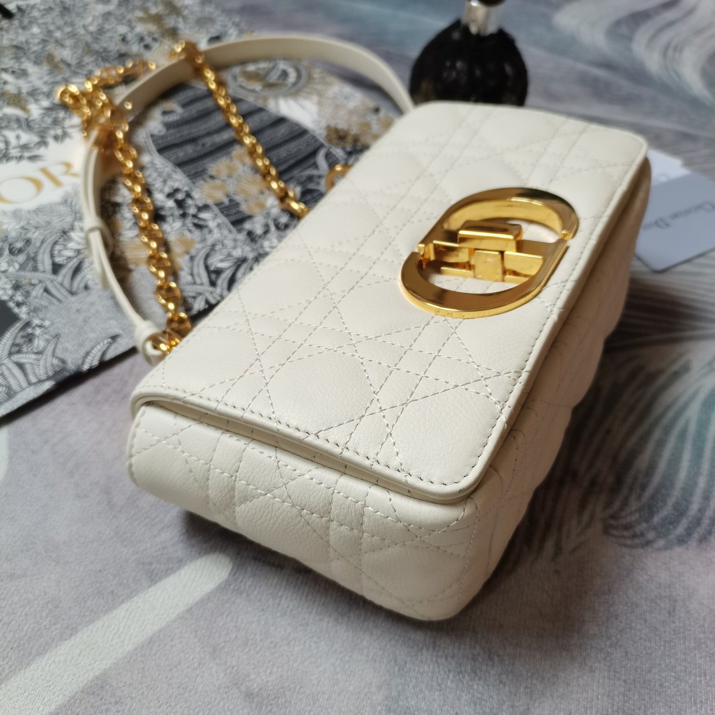 Dior Small Dior Caro Bag "Ivory Supple Cannage Calfskin"