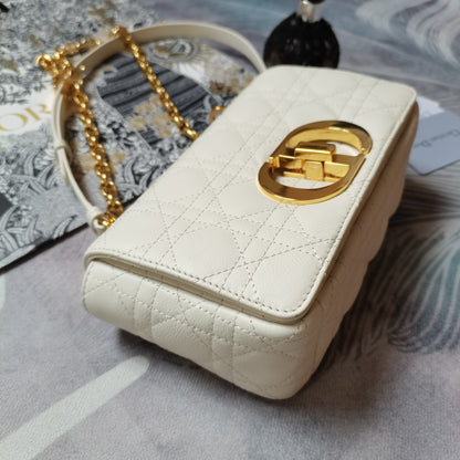 Dior Small Dior Caro Bag "Ivory Supple Cannage Calfskin"