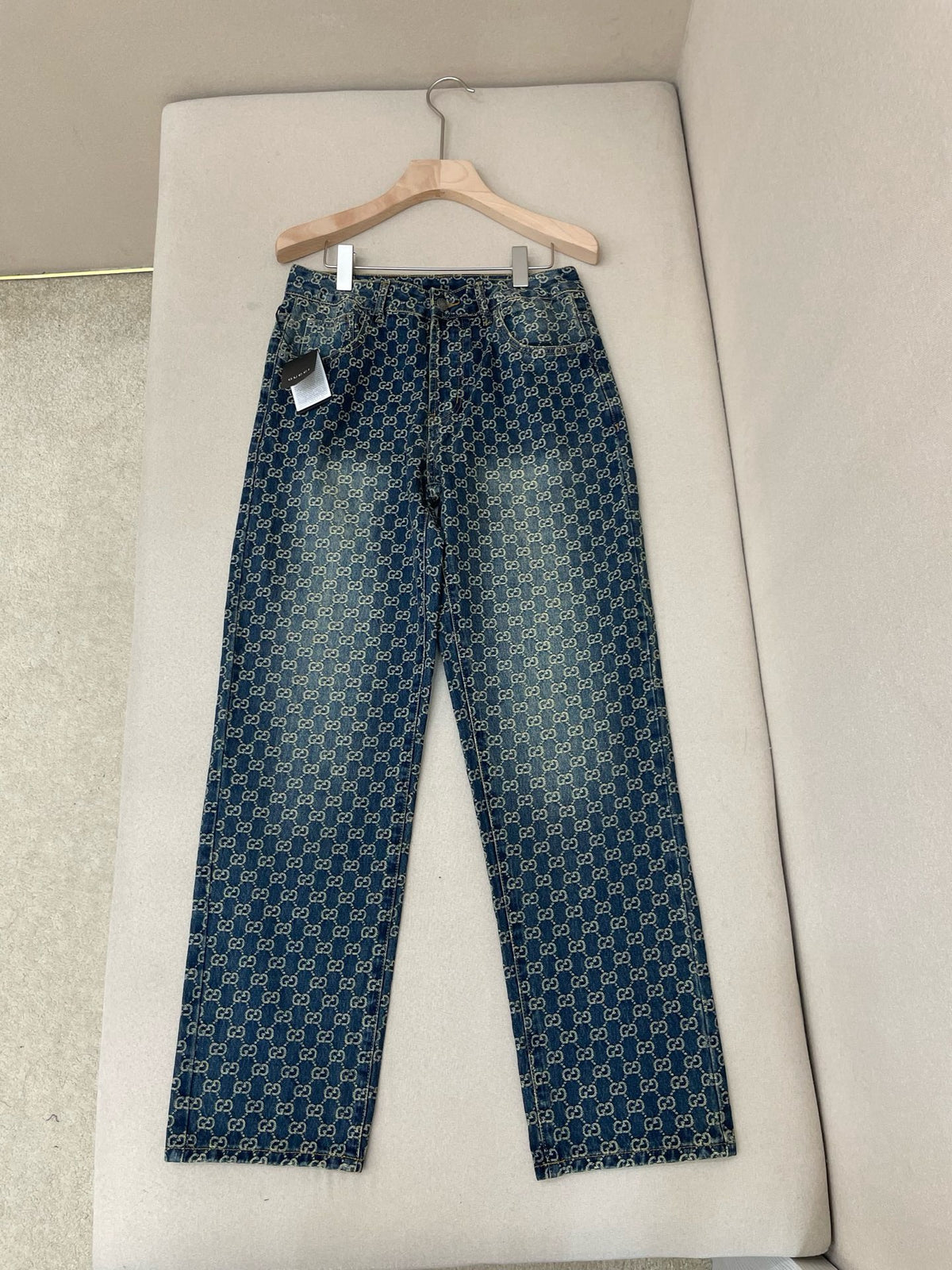 Gucci GG Cotton Denim Jacquard Pants