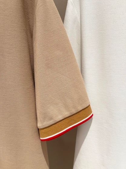 Burberry Logo Collar Cotton Polo Shirt "Flax Beige"