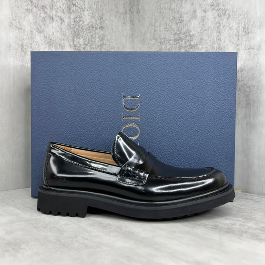 Dior Leather Loafers Strap "Black"