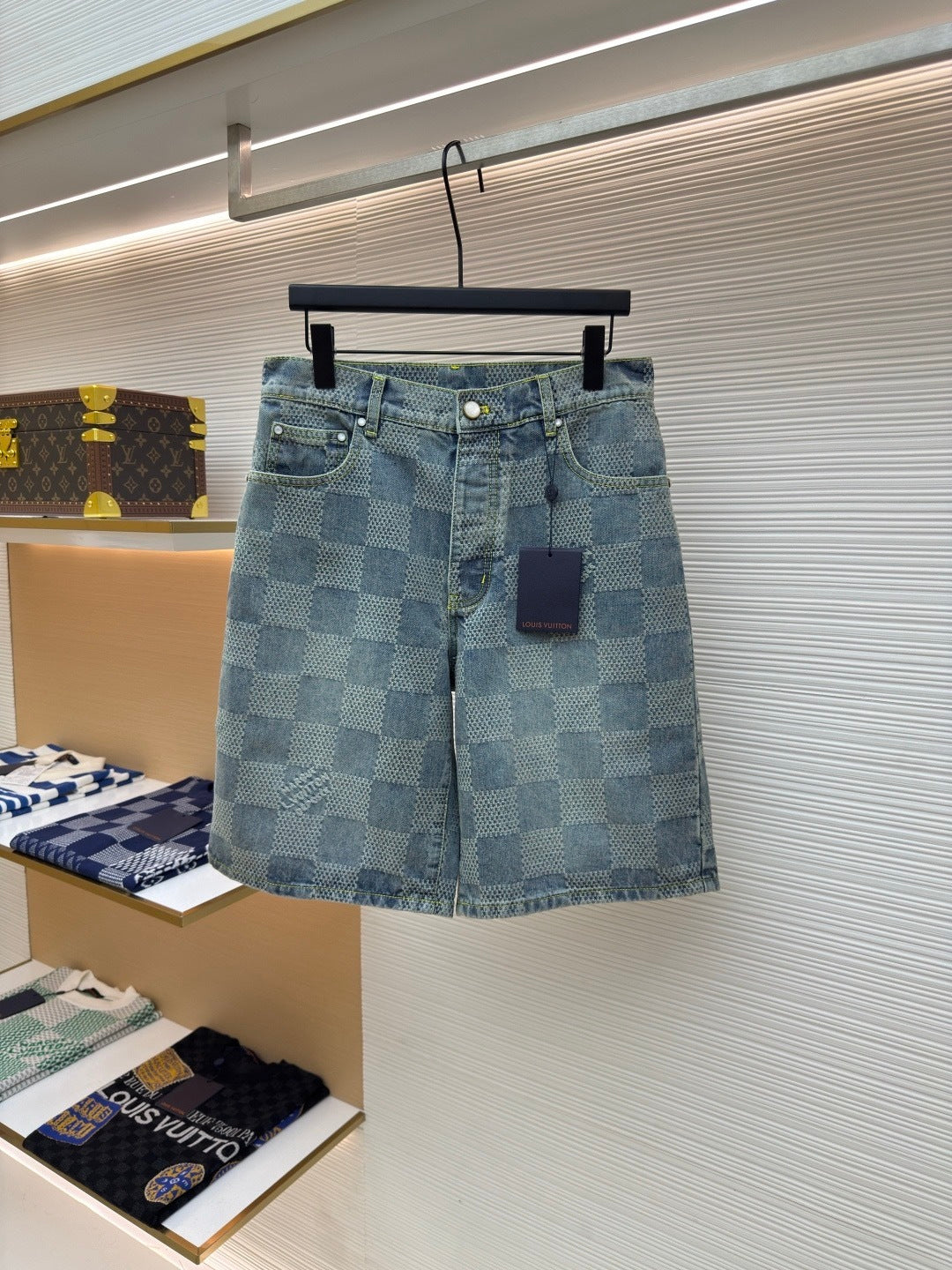 Louis Vuitton Damier 3D Light Denim Shorts
