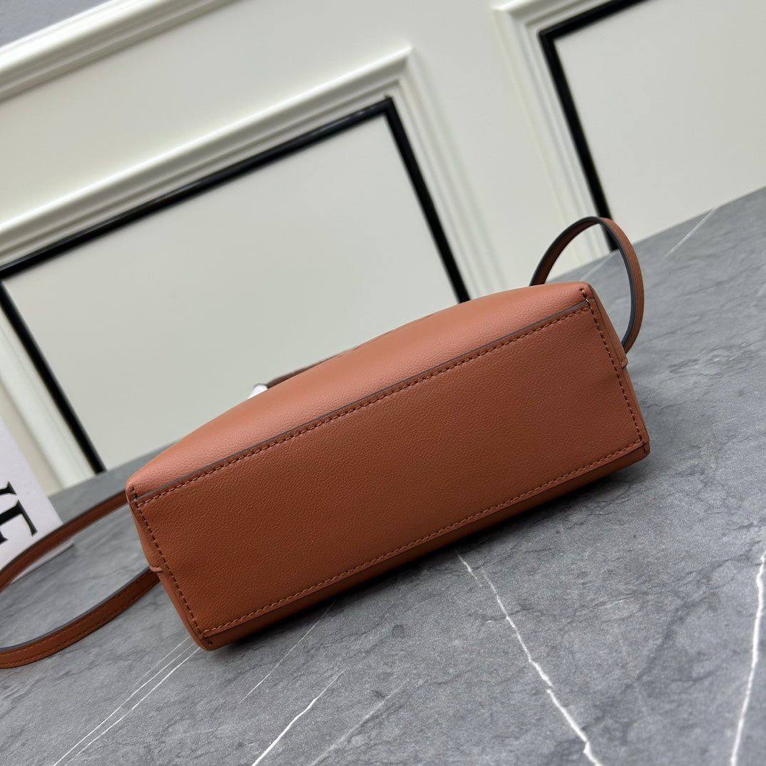 Loewe Anagram Embossed Small Leather Tote Bag "Brown"
