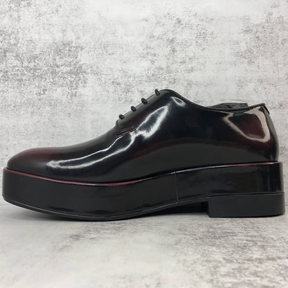 Prada Brushed Leather Derby Shoes "Red-Black"