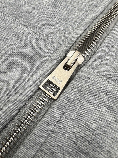 Ami Paris Zip-Up Hoodie "Grey"