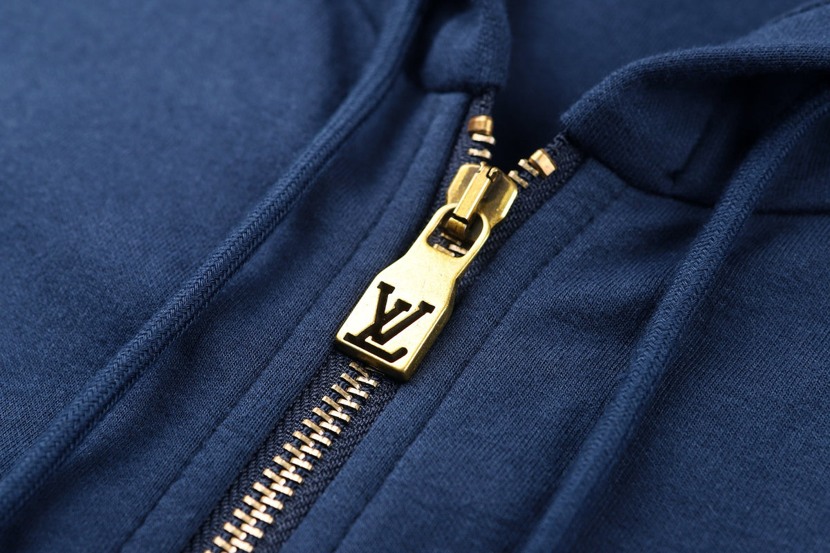 Louis Vuitton Zippered Hoodie With Signature "Blue"