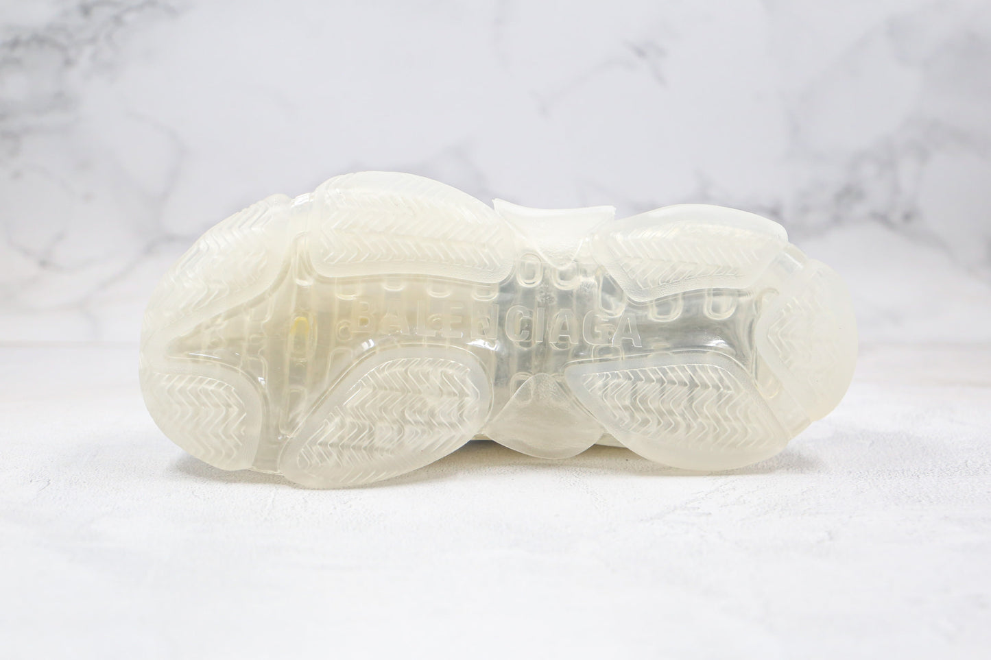 Balenciaga Triple S "White-All Over Logo-Clear Sole"
