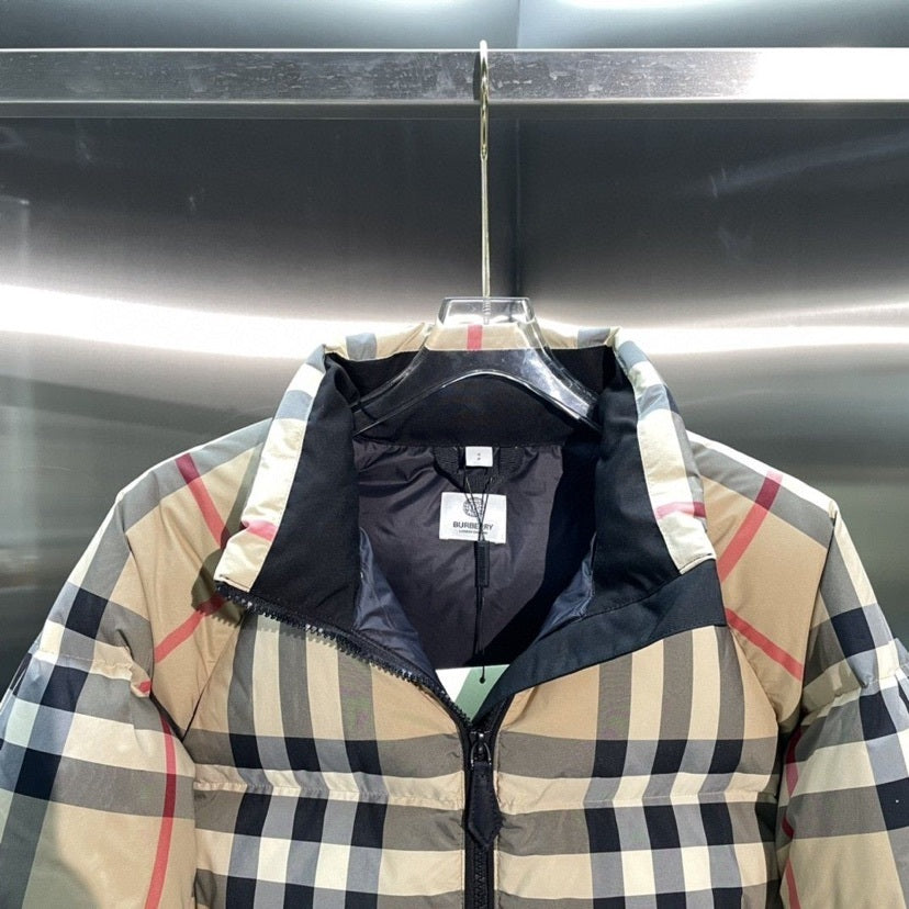 Burberry Check Cropped Down Jacket "Beige"