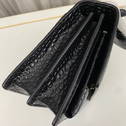 Saint Laurent Sunset Medium in Crocodile-Embossed Leather