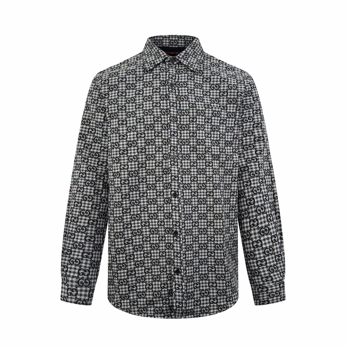 Gucci GG Checked Wool and Cotton Shirt "Grey"