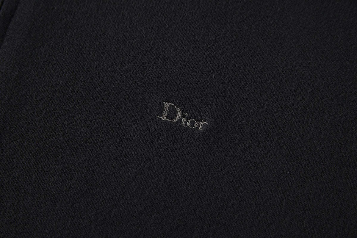 Dior Zipped Cardigan with Dior Embroidery "Black Wool Interlock"
