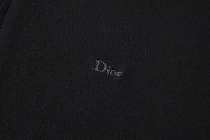 Dior Zipped Cardigan with Dior Embroidery "Black Wool Interlock"